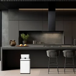 WELLHOME Poubelle de recyclage intelligente sans pied avec ouverture automatique et contact manuel 15L+15L 35,5x26x60cm Blanc