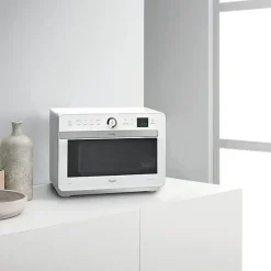 WHIRLPOOL JT469WH - Micro-ondes Jet Chef - 33 L - 6eme SENS Combi Crisp Vapeur - Cavité Inox - Plateau tournant 36 cm - Blanc