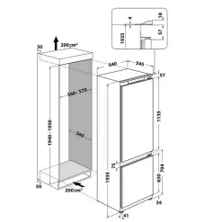 WHIRLPOOL Réfrigérateur combiné intégrable 2 portes 300 litres - WHC20D011B1FR