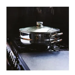 Wok 2-en-1 - BAUMALU - Tous feux dont induction - Couvercle verre - 32 cm