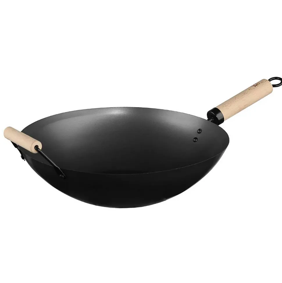 Wok en Acier & Manche en Bois "Tio" 35cm Noir