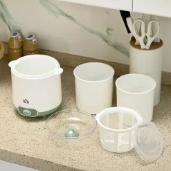 Yaourtière 20 W - machine à yaourt électrique - 2 récipients 1,5 L, panier filtre inclus - PP blanc vert