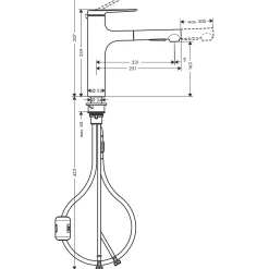 Zesis M33 Mitigeur de cuisine 160 avec douchette extractible 2 jets noir mat HANSGROHE 74801670
