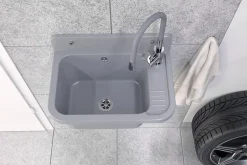 Zorg évier Paron Granitan avec robinet de cuisine extensible - Gris